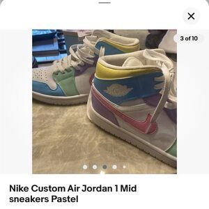 Nike Custom Air Jordan 1 Mid Sneakers Pastel